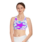 Vibrant Star Pattern Sports Bra — All-Over Print Athletic Bra