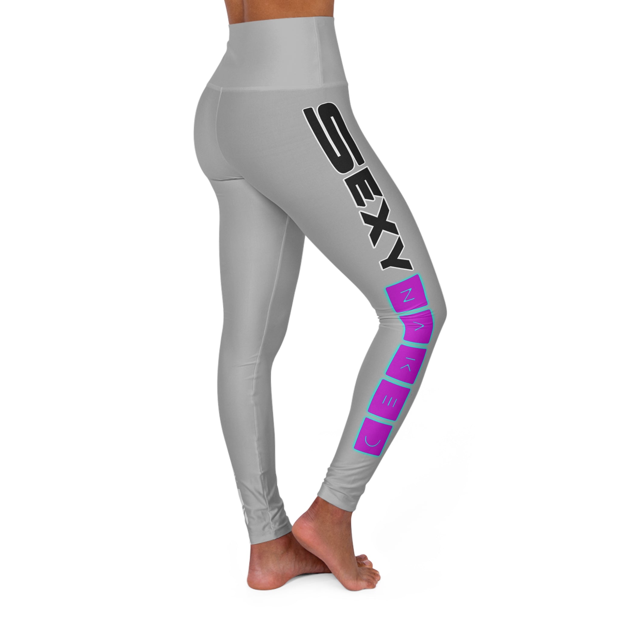 High-Waisted Yoga Leggings — All-Over Print High Waisted Yoga Leggings Sexy Naked