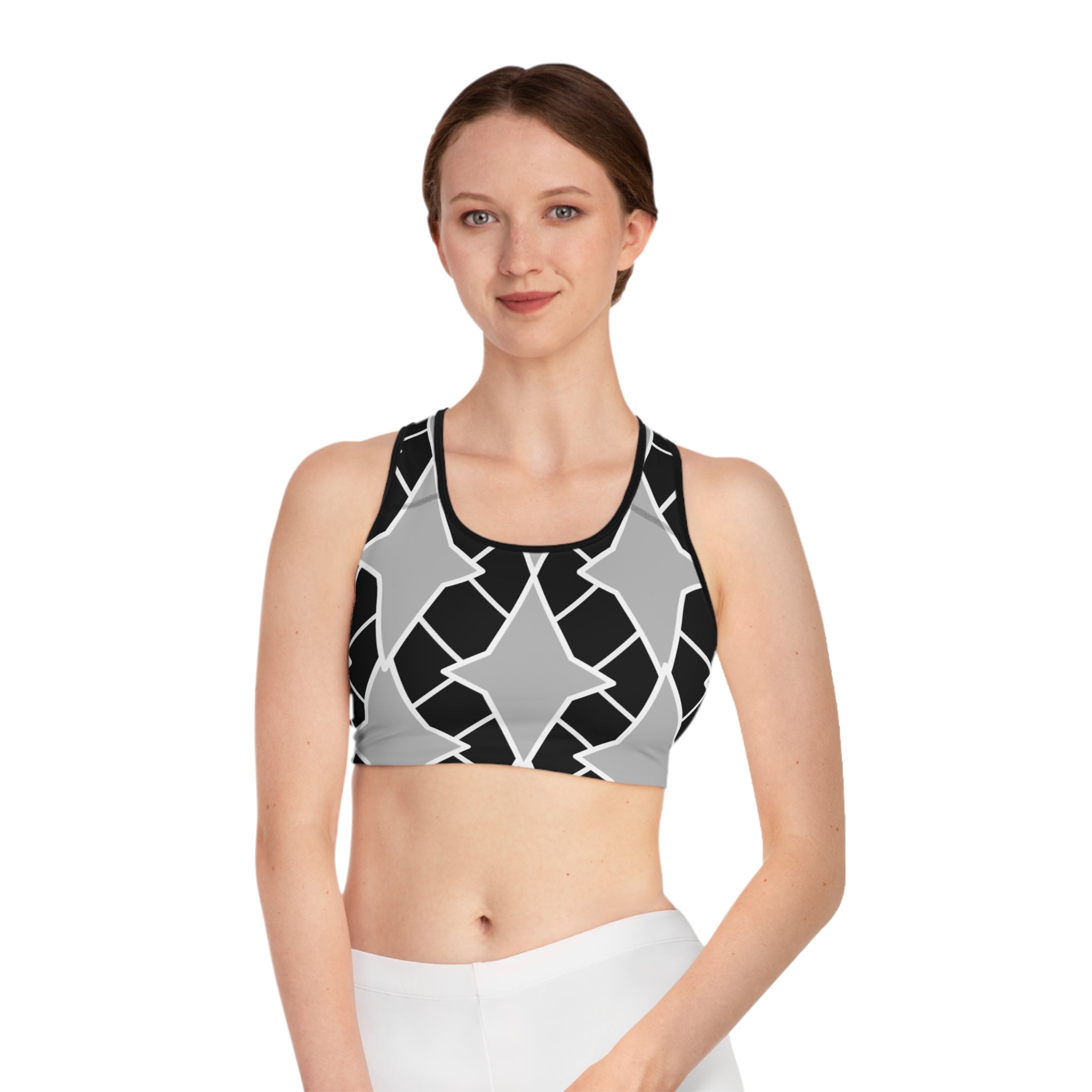 Geometric Print Sports Bra for Activewear