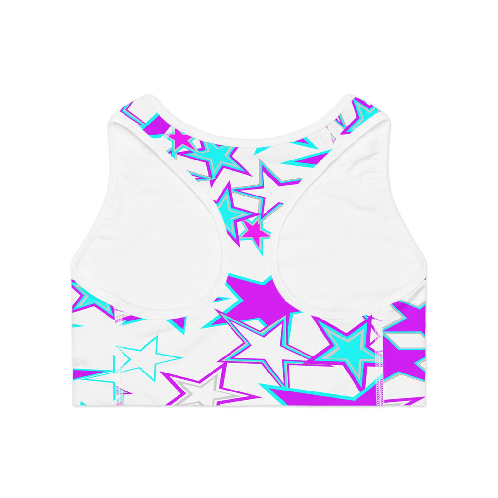Vibrant Star Pattern Sports Bra — All-Over Print Athletic Bra