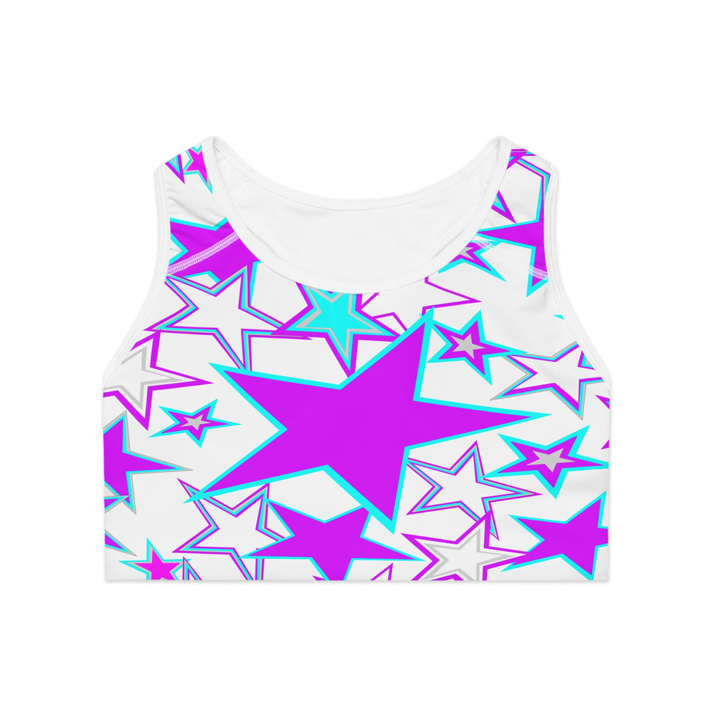 Vibrant Star Pattern Sports Bra — All-Over Print Athletic Bra