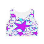 Vibrant Star Pattern Sports Bra — All-Over Print Athletic Bra